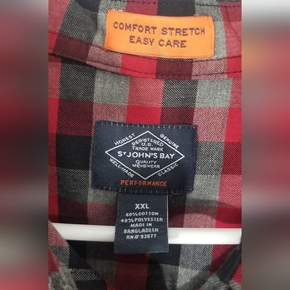 St. John's Bay Performance, Collared, Plaid Flannel Button Up Shirt. Size XXL. - Picture 4 of 6